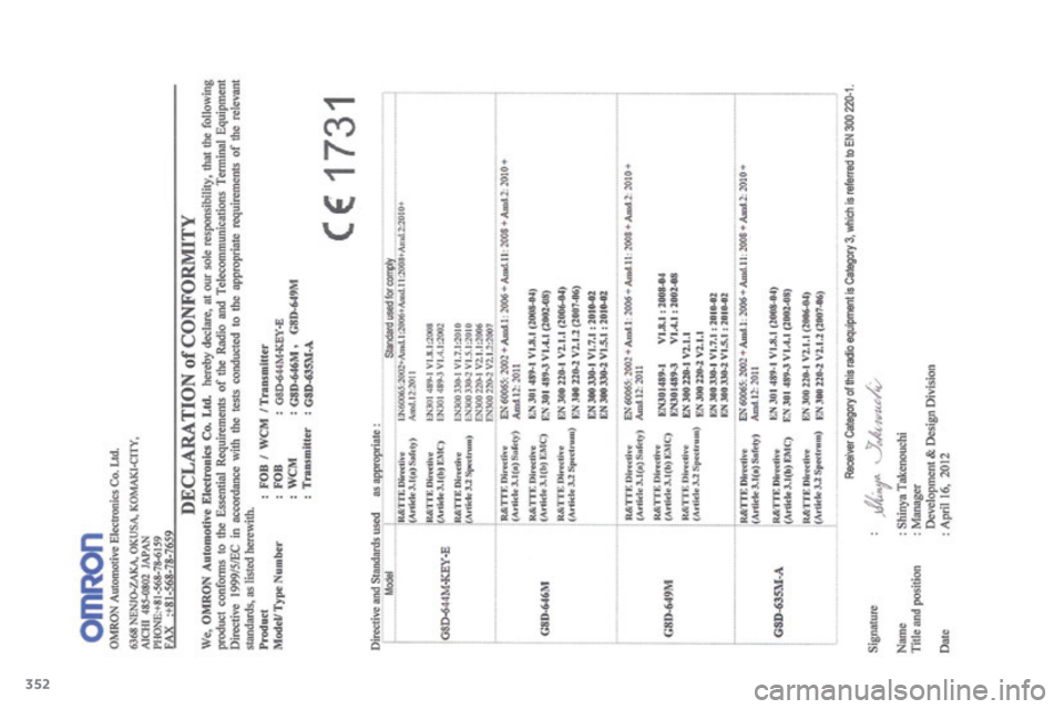 PEUGEOT 4008 2017 Bruksanvisningar (in Swedish) 352
4008_sv_Chap12_certificats_ed01-2016 PEUGEOT 4008 2017 Bruksanvisningar (in Swedish) 352
4008_sv_Chap12_certificats_ed01-2016