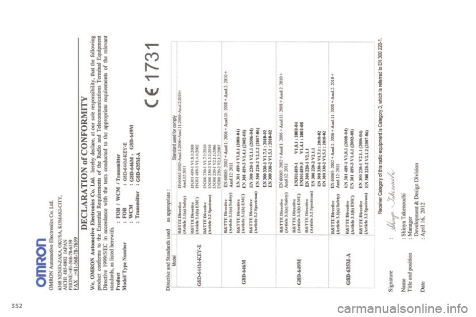 PEUGEOT 4008 2017 Návod na použití (in Czech) 352
4008_cs_Chap12_certificats_ed01-2016 PEUGEOT 4008 2017 Návod na použití (in Czech) 352
4008_cs_Chap12_certificats_ed01-2016
