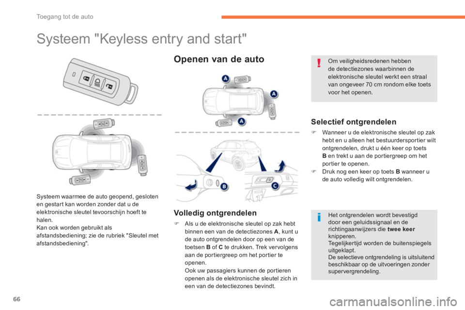 PEUGEOT 4008 2014  Instructieboekje (in Dutch) 66
Toegang tot de auto
   
 
 
 
 
 
 
 
 
 
 
 
 
 
 
 
 
 
 
 
 
 
 
Systeem "Keyless entry and start" 
 
 
Selectief ontgrendelen 
 
 
 
�) 
  Wanneer u de elektronische sleutel op zak 
hebt en u a