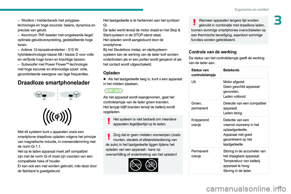 PEUGEOT 5008 2023 Instructieboekje (in Dutch) 67
Ergonomie en comfort
3– Woofers / middenbereik met polyglass-
technologie en hoge excursie: balans, dynamica en
precisie van geluid.
–
Aluminium
TNF-tweeter met omgekeerde kegel:
optimale PEUGEOT 5008 2023 Instructieboekje (in Dutch) 67
Ergonomie en comfort
3– Woofers / middenbereik met polyglass-
technologie en hoge excursie: balans, dynamica en
precisie van geluid.
–
Aluminium
TNF-tweeter met omgekeerde kegel:
optimale
