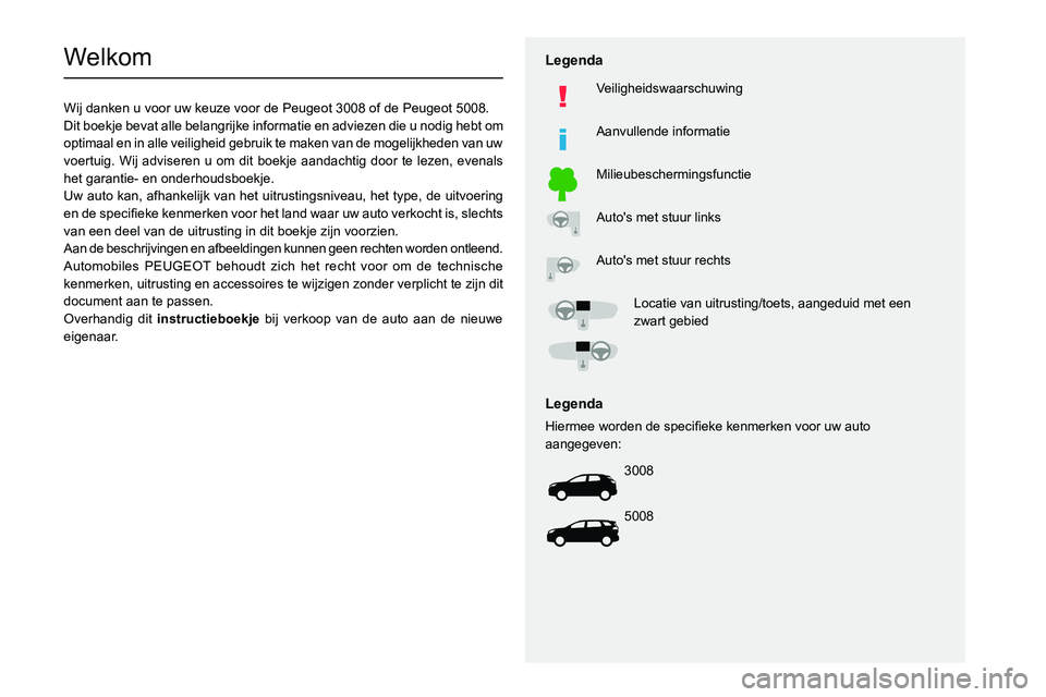 PEUGEOT 5008 2022 Instructieboekje (in Dutch)
Welkom
Wij danken u voor uw keuze voor de Peugeot 3008 of de Peugeot 5008.
Dit boekje bevat alle belangrijke informatie en adviezen die u nodig he PEUGEOT 5008 2022 Instructieboekje (in Dutch)
Welkom
Wij danken u voor uw keuze voor de Peugeot 3008 of de Peugeot 5008.
Dit boekje bevat alle belangrijke informatie en adviezen die u nodig he