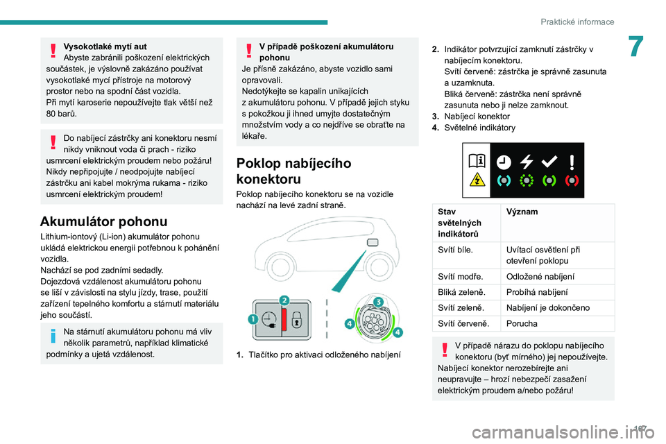 PEUGEOT 5008 2021 Návod na použití (in Czech) 167
Praktické informace
7Vysokotlaké mytí aut
Abyste zabránili poškození elektrických
součástek, je výslovně zakázáno používat
vysokotlaké mycí přístroje na motorový
prostor neb PEUGEOT 5008 2021 Návod na použití (in Czech) 167
Praktické informace
7Vysokotlaké mytí aut
Abyste zabránili poškození elektrických
součástek, je výslovně zakázáno používat
vysokotlaké mycí přístroje na motorový
prostor neb