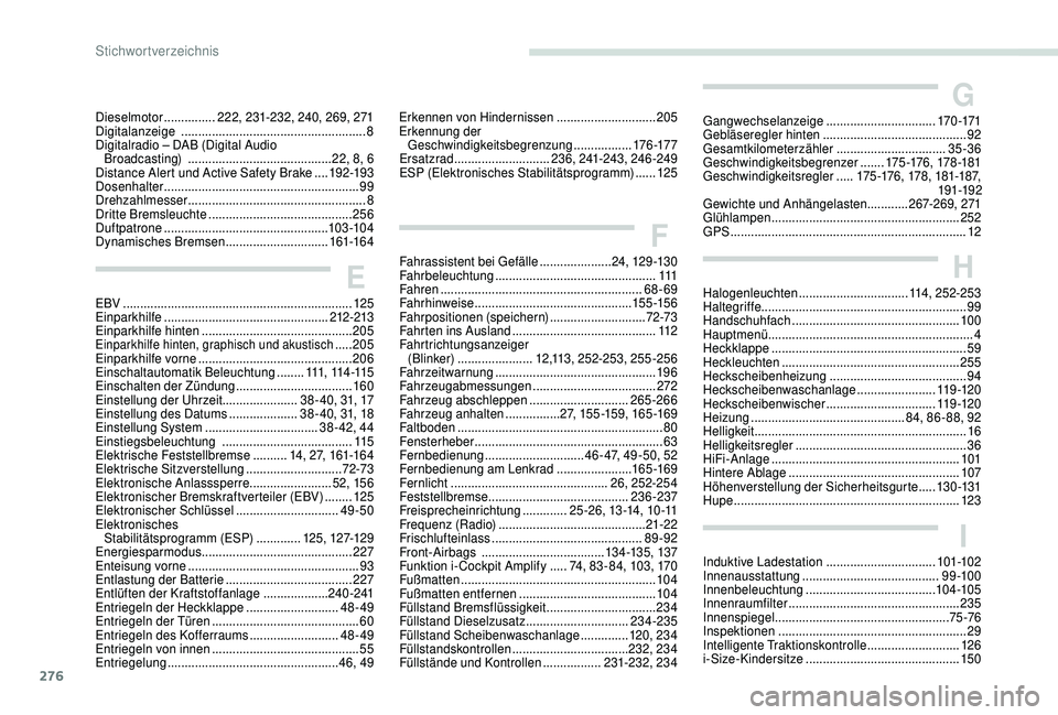PEUGEOT 5008 2018 Betriebsanleitungen (in German) 276
H
I
Halogenleuchten ................................ 114, 252-253
Haltegriffe ............................................................ 99
Handschuhfach
....................................... PEUGEOT 5008 2018 Betriebsanleitungen (in German) 276
H
I
Halogenleuchten ................................ 114, 252-253
Haltegriffe ............................................................ 99
Handschuhfach
.......................................