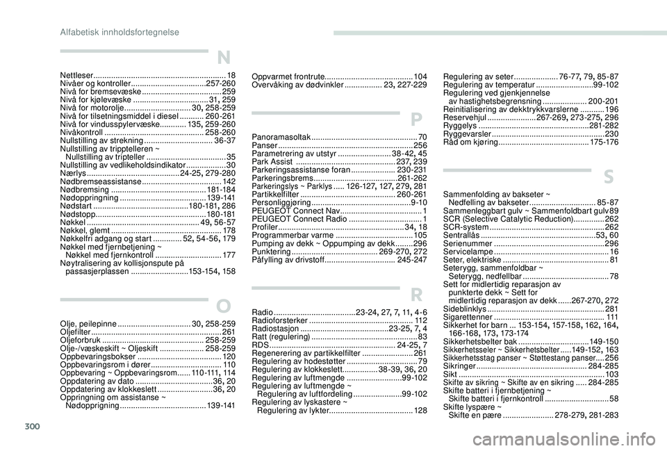 PEUGEOT 5008 2017 Instruksjoner for bruk (in Norwegian) 300
N
Nettleser ............................................................ 18
Nivåer og kontroller .................................. 257-2 6 0
Nivå for bremsevæske
.......................... PEUGEOT 5008 2017 Instruksjoner for bruk (in Norwegian) 300
N
Nettleser ............................................................ 18
Nivåer og kontroller .................................. 257-2 6 0
Nivå for bremsevæske
..........................