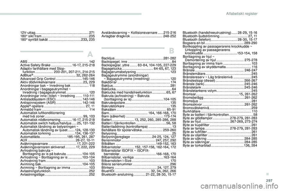 PEUGEOT 5008 2017 Bruksanvisningar (in Swedish) 297
12V- ut t ag ......................................................... 271
180° sikt fram .................................................. 23
5
180° synfält bakåt
........................ PEUGEOT 5008 2017 Bruksanvisningar (in Swedish) 297
12V- ut t ag ......................................................... 271
180° sikt fram .................................................. 23
5
180° synfält bakåt
........................