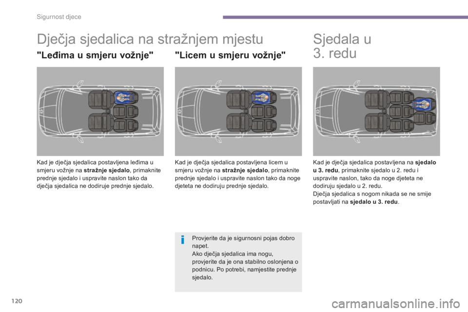 PEUGEOT 5008 2016 Upute Za Rukovanje (in Croatian) 120
5008_hr_Chap06_securite-enfants_ed01-2015
Dječja sjedalica na stražnjem mjestu
"Leđima u smjeru vožnje"
Kad je dječja sjedalica postavljena leđima u
smjeru vožnje na stražnje sjed PEUGEOT 5008 2016 Upute Za Rukovanje (in Croatian) 120
5008_hr_Chap06_securite-enfants_ed01-2015
Dječja sjedalica na stražnjem mjestu
"Leđima u smjeru vožnje"
Kad je dječja sjedalica postavljena leđima u
smjeru vožnje na stražnje sjed
