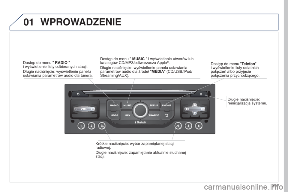 PEUGEOT 5008 2016 Instrukcja obsługi (in Polish) 01
275
5008_pl_Chap12b_RT6-2-8_ed01-2015
Długie naciśnięcie:
reinicjalizacja systemu.
Dostęp do menu "
Telefon"
i wyświetlenie listy ostatnich
połączeń albo przyjęcie
połączeni PEUGEOT 5008 2016 Instrukcja obsługi (in Polish) 01
275
5008_pl_Chap12b_RT6-2-8_ed01-2015
Długie naciśnięcie:
reinicjalizacja systemu.
Dostęp do menu "
Telefon"
i wyświetlenie listy ostatnich
połączeń albo przyjęcie
połączeni
