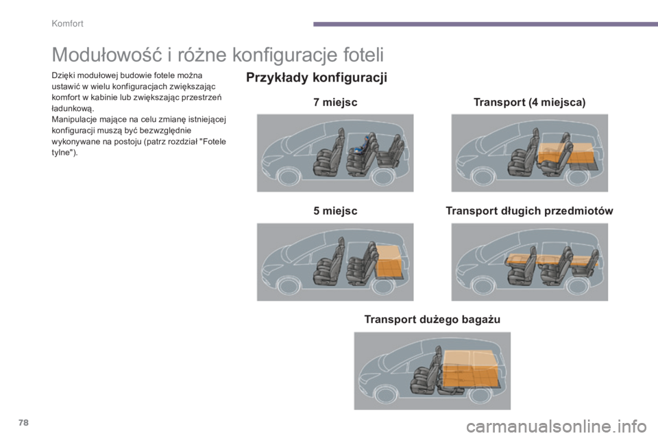 PEUGEOT 5008 2016 Instrukcja obsługi (in Polish) 78
5008_pl_Chap03_confort_ed01-2015
Modułowość i różne konfiguracje foteli
Przykłady konfiguracji
7 miejscT ransport długich przedmiotów
5
miejsc Transport (4
miejsca)
Transport dużego ba PEUGEOT 5008 2016 Instrukcja obsługi (in Polish) 78
5008_pl_Chap03_confort_ed01-2015
Modułowość i różne konfiguracje foteli
Przykłady konfiguracji
7 miejscT ransport długich przedmiotów
5
miejsc Transport (4
miejsca)
Transport dużego ba