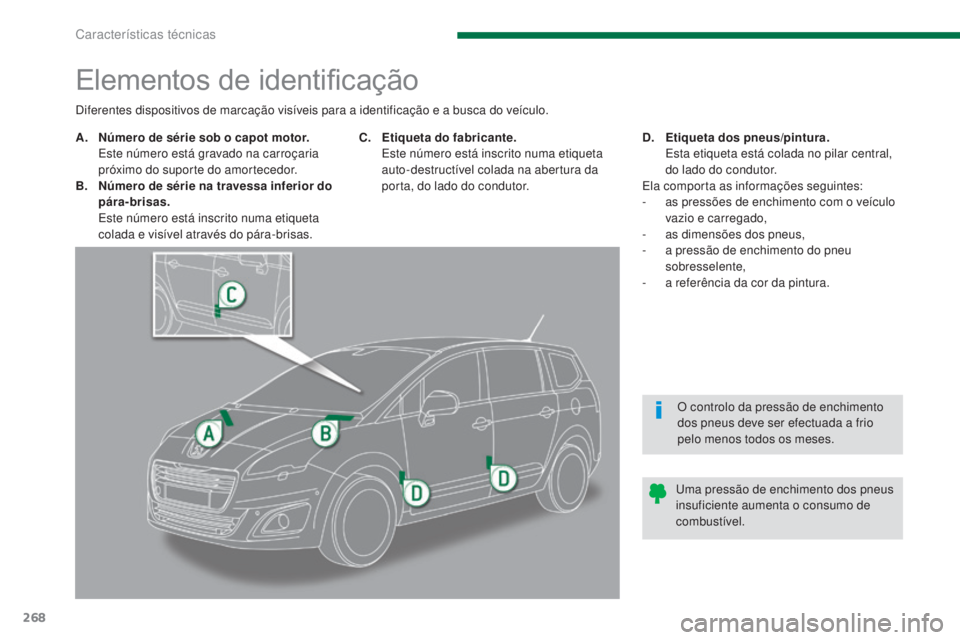 PEUGEOT 5008 2016 Manual de utilização (in Portuguese) 268
5008_pt_Chap11_caracteristiques_ed01-2015
Elementos de identificação
A. Número de série sob o capot motor. Este número está gravado na carroçaria
próximo do suporte do amortecedor.
B.
N PEUGEOT 5008 2016 Manual de utilização (in Portuguese) 268
5008_pt_Chap11_caracteristiques_ed01-2015
Elementos de identificação
A. Número de série sob o capot motor. Este número está gravado na carroçaria
próximo do suporte do amortecedor.
B.
N