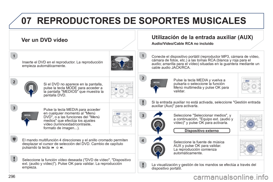 PEUGEOT 5008 2014 Manual del propietario (in Spanish) 296
07
MEDIA
2ABC3DEF5JKL4GHI6MNO8TUV7PQRS9WXYZ0*#
1RADIO MEDIANAV ESC TRAFFIC
SETUPADDR
BOOK
MEDIA
2ABC3DEF5JKL4GHI6MNO8TUV7PQRS9WXYZ0*#
1RADIO MEDIANAV TRAFFIC
SETUPADDR
BOOK
2ABC3DEF5JKL4GHI6MNO8TU PEUGEOT 5008 2014 Manual del propietario (in Spanish) 296
07
MEDIA
2ABC3DEF5JKL4GHI6MNO8TUV7PQRS9WXYZ0*#
1RADIO MEDIANAV ESC TRAFFIC
SETUPADDR
BOOK
MEDIA
2ABC3DEF5JKL4GHI6MNO8TUV7PQRS9WXYZ0*#
1RADIO MEDIANAV TRAFFIC
SETUPADDR
BOOK
2ABC3DEF5JKL4GHI6MNO8TU