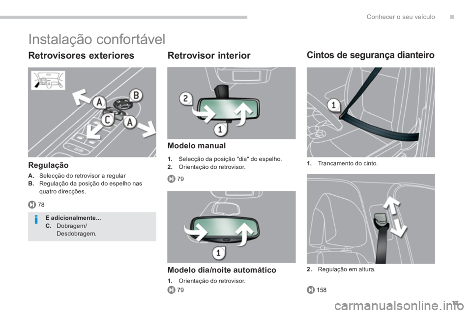 PEUGEOT 5008 2014 Manual de utilização (in Portuguese) .
78
79
79158
Conhecer o seu veículo
13
Instalação confortável
Retrovisores exteriores
Regulação
A.
Selecção do retrovisor a regular
B.
Regulação da posição do PEUGEOT 5008 2014 Manual de utilização (in Portuguese) .
78
79
79158
Conhecer o seu veículo
13
Instalação confortável
Retrovisores exteriores
Regulação
A.
Selecção do retrovisor a regular
B.
Regulação da posição do