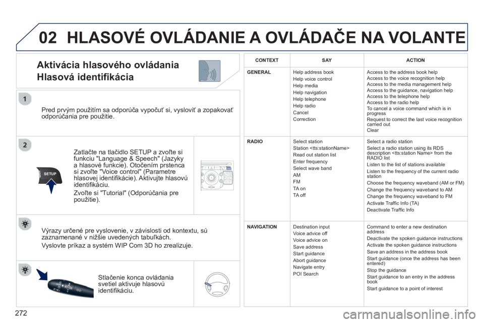 PEUGEOT 5008 2014 Návod na použitie (in Slovakian) 272
02
SETUP2ABC3DEF5JKL4GHI6MNO8TUV7PQRS9WXYZ0*#
1NAV TRAFFICADDR
BOOKSETUP
Pred prvým použitím sa odporúča vypočuť si, vysloviť a zopakovať
odporúčania pre použitie.
Zatlačte PEUGEOT 5008 2014 Návod na použitie (in Slovakian) 272
02
SETUP2ABC3DEF5JKL4GHI6MNO8TUV7PQRS9WXYZ0*#
1NAV TRAFFICADDR
BOOKSETUP
Pred prvým použitím sa odporúča vypočuť si, vysloviť a zopakovať
odporúčania pre použitie.
Zatlačte