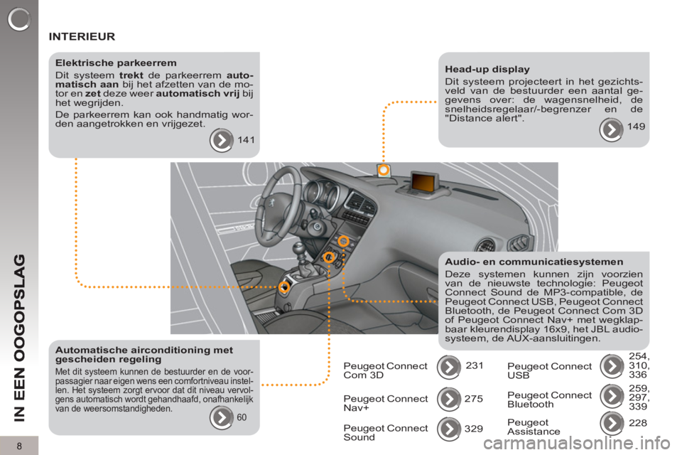 PEUGEOT 5008 2013 Instructieboekje (in Dutch) IN
E
8
INTERIEUR
Elektrische parkeerrem
Dit systeem trekt
de parkeerrem auto-
matisch aan
bij het afzetten van de mo-
tor en zet
deze weer automatisch vrij
bij
het wegrijden.
PEUGEOT 5008 2013 Instructieboekje (in Dutch) IN
E
8
INTERIEUR
Elektrische parkeerrem
Dit systeem trekt
de parkeerrem auto-
matisch aan
bij het afzetten van de mo-
tor en zet
deze weer automatisch vrij
bij
het wegrijden.