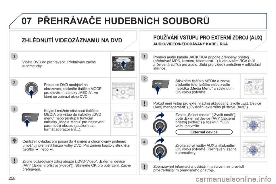 PEUGEOT 5008 2013  Návod na použití (in Czech) 258
07
MEDIA
2ABC3DEF5JKL4GHI6MNO8TUV7PQRS9WXYZ0*#
1RADIO MEDIANAV ESC TRAFFIC
SETUPADDR
BOOK
MEDIA
2ABC3DEF5JKL4GHI6MNO8TUV7PQRS9WXYZ0*#
1RADIO MEDIANAV TRAFFIC
SETUPADDR
BOOK
2ABC3DEF5JKL4GHI6MNO8TU