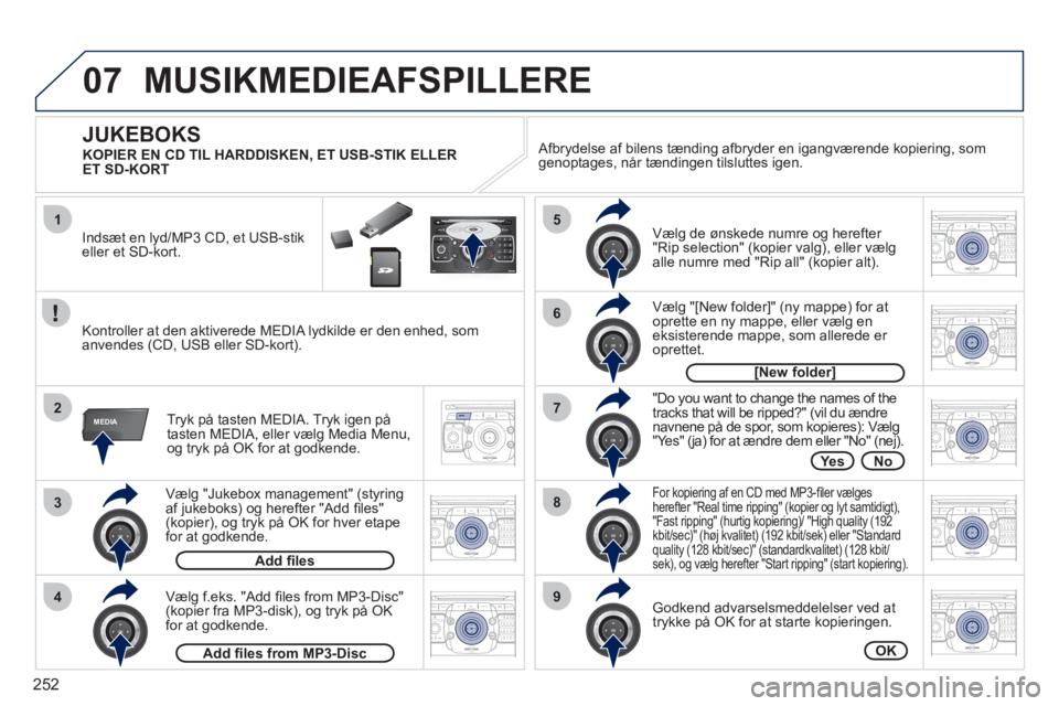 PEUGEOT 5008 2012  Brugsanvisning (in Danish) 252
07
1
3
4
2
5
7
8
6
9
MEDIA
2ABC3DEF5JKL4GHI6MNO8TUV7PQRS9WXYZ0*#
1RADIO MEDIANAV ESC TRAFFIC
SETUPADDR
BOOK
2ABC3DEF5JKL4GHI6MNO8TUV7PQRS9WXYZ0*#
1RADIO MEDIANAV ESC TRAFFIC
SETUPADDR
BOOK
2ABC3DE
