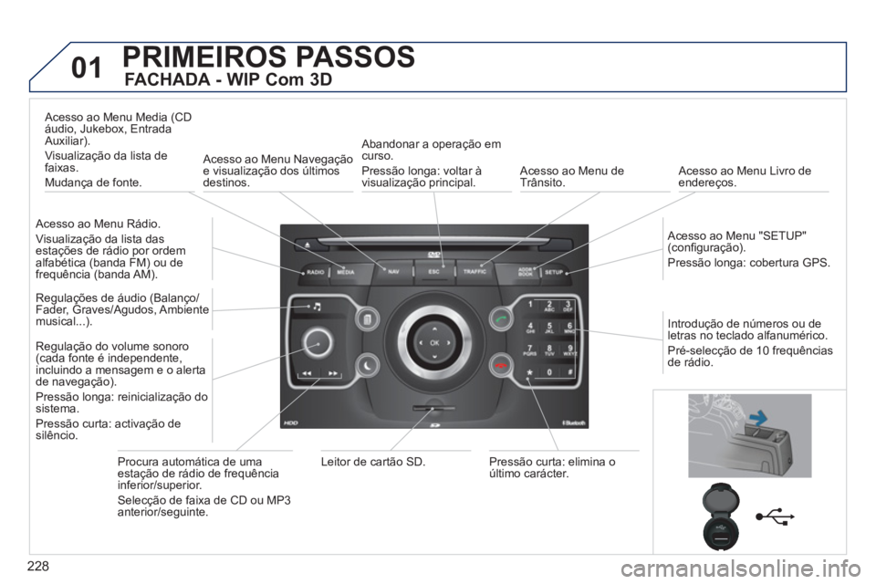 PEUGEOT 5008 2012 Manual de utilização (in Portuguese) 228
01PRIMEIROS PASSOS
FACHADA - WIP Com 3D
Acesso ao Menu Rádio.
Visualização da lista das
estações de rádio por ordem
alfabética (banda FM) ou de
frequência (banda AM).
Aces PEUGEOT 5008 2012 Manual de utilização (in Portuguese) 228
01PRIMEIROS PASSOS
FACHADA - WIP Com 3D
Acesso ao Menu Rádio.
Visualização da lista das
estações de rádio por ordem
alfabética (banda FM) ou de
frequência (banda AM).
Aces