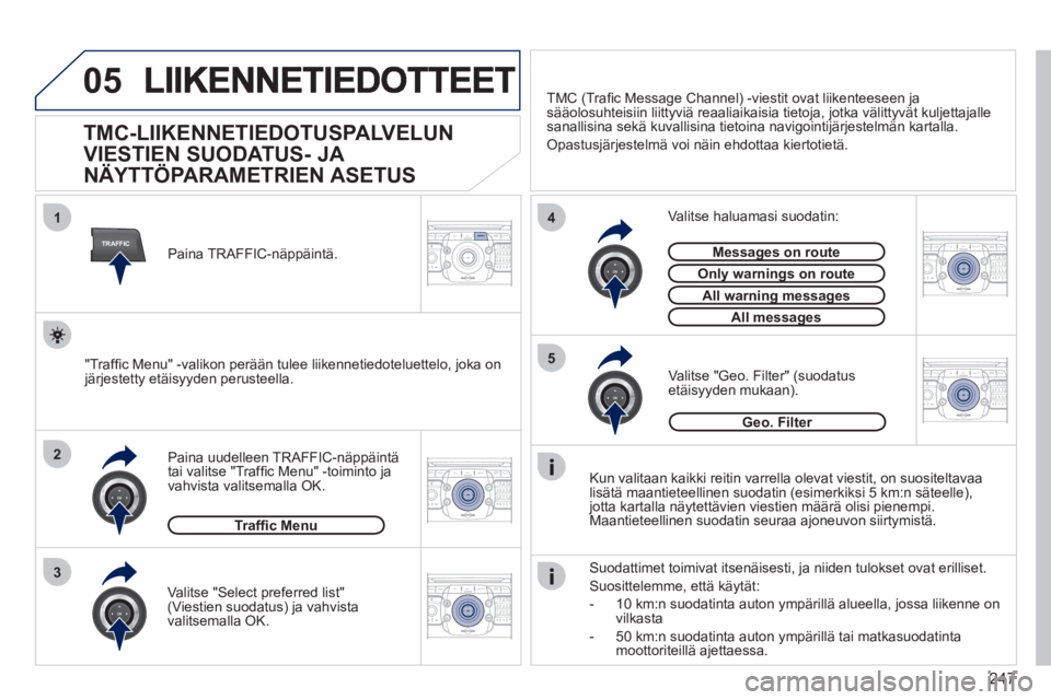 PEUGEOT 5008 2012 Omistajan Käsikirja (in Finnish) 247
05
TRAFFIC
1
3
4
5
2
2ABC3DEF5JKL4GHI6MNO8TUV7PQRS9WXYZ0*#
1RADIO MEDIANAV ESC TRAFFIC
SETUPADDR
BOOK
2ABC3DEF5JKL4GHI6MNO8TUV7PQRS9WXYZ0*#
1RADIO MEDIANAV ESC TRAFFIC
SETUPADDR
BOOK
2ABC3DEF5JKL4 PEUGEOT 5008 2012 Omistajan Käsikirja (in Finnish) 247
05
TRAFFIC
1
3
4
5
2
2ABC3DEF5JKL4GHI6MNO8TUV7PQRS9WXYZ0*#
1RADIO MEDIANAV ESC TRAFFIC
SETUPADDR
BOOK
2ABC3DEF5JKL4GHI6MNO8TUV7PQRS9WXYZ0*#
1RADIO MEDIANAV ESC TRAFFIC
SETUPADDR
BOOK
2ABC3DEF5JKL4