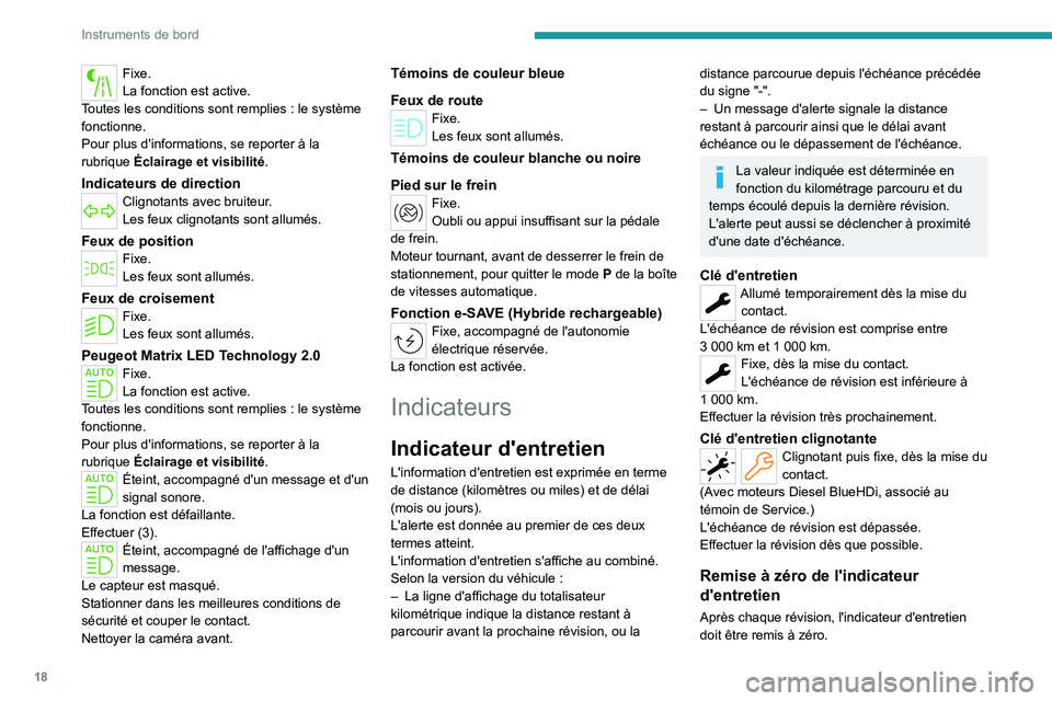 PEUGEOT 508 2023 Manuel du propriétaire (in French) 18
Instruments de bord
Fixe.
La fonction est active.
Toutes les conditions sont remplies
: le système
fonctionne.
Pour plus d'informations, se reporter à la
rubrique Éclairage et visibilit PEUGEOT 508 2023 Manuel du propriétaire (in French) 18
Instruments de bord
Fixe.
La fonction est active.
Toutes les conditions sont remplies
: le système
fonctionne.
Pour plus d'informations, se reporter à la
rubrique Éclairage et visibilit
