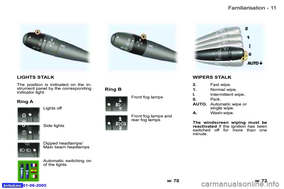 PEUGEOT 607 2005.5  Owners Manual �1�0 �-�F�a�m�i�l�i�a�r�i�s�a�t�i�o�n
�0�1�-�0�6�-�2�0�0�5
�1�1
�-�F�a�m�i�l�i�a�r�i�s�a�t�i�o�n
�0�1�-�0�6�-�2�0�0�5
�L�I�G�H�T�S� �S�T�A�L�K
�T�h�e�  �p�o�s�i�t�i�o�n�  �i�s�  �i�n�d�i�c�a�t�e�d�  �
