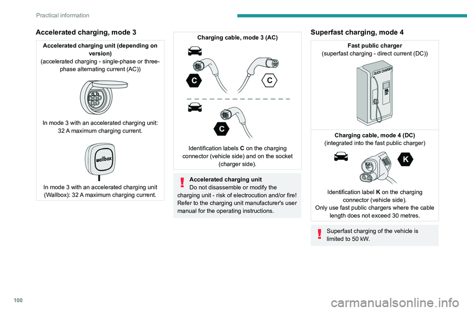 PEUGEOT BOXER 2021 Owners Manual 100
Practical information
Accelerated charging, mode 3
Accelerated charging unit (depending on version)
(accelerated charging - single-phase or three- phase alternating current (AC))
In mode 3 wit PEUGEOT BOXER 2021 Owners Manual 100
Practical information
Accelerated charging, mode 3
Accelerated charging unit (depending on version)
(accelerated charging - single-phase or three- phase alternating current (AC))
In mode 3 wit