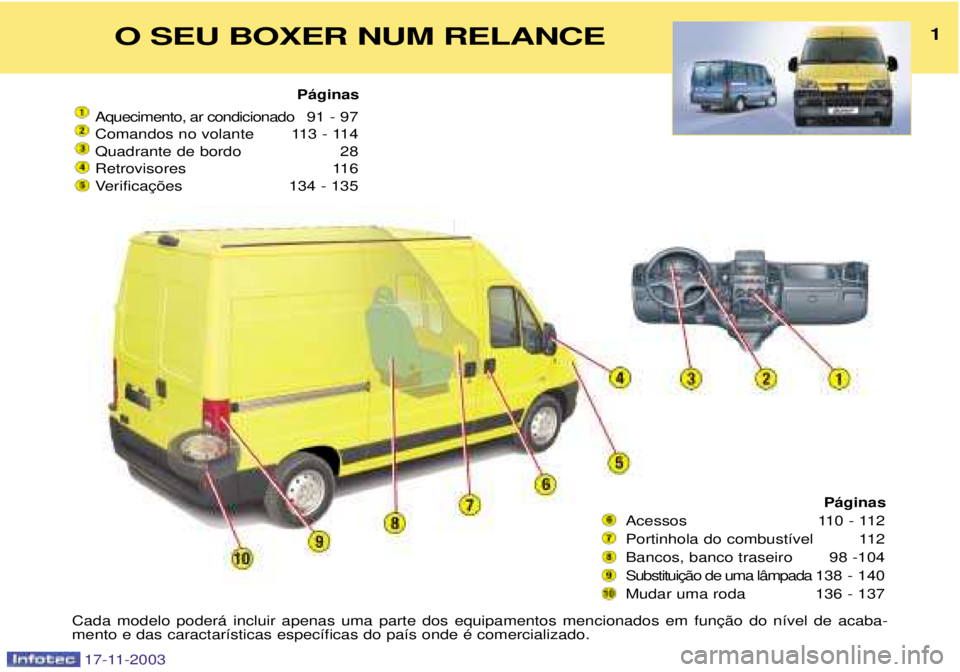 PEUGEOT BOXER 2003.5  Manual de utilização (in Portuguese) 