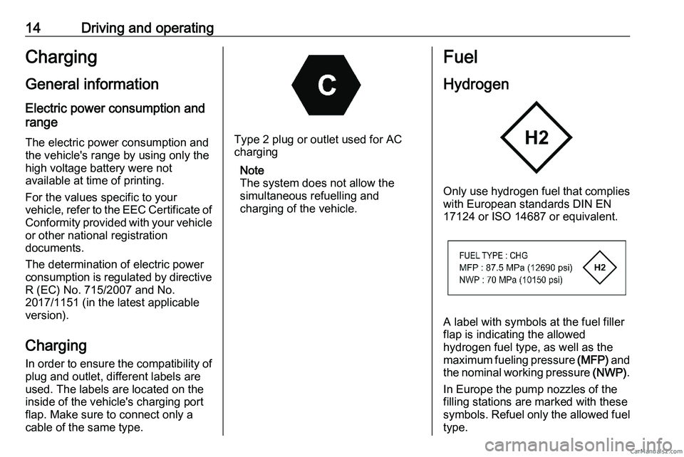 PEUGEOT EXPERT 2023 Owners Manual 14 Driving and operating
Charging
General information Electric power consumption and
rangeThe electric power consumption and
the vehicle's range by using only the
high voltage battery were not
ava PEUGEOT EXPERT 2023 Owners Manual 14 Driving and operating
Charging
General information Electric power consumption and
rangeThe electric power consumption and
the vehicle's range by using only the
high voltage battery were not
ava