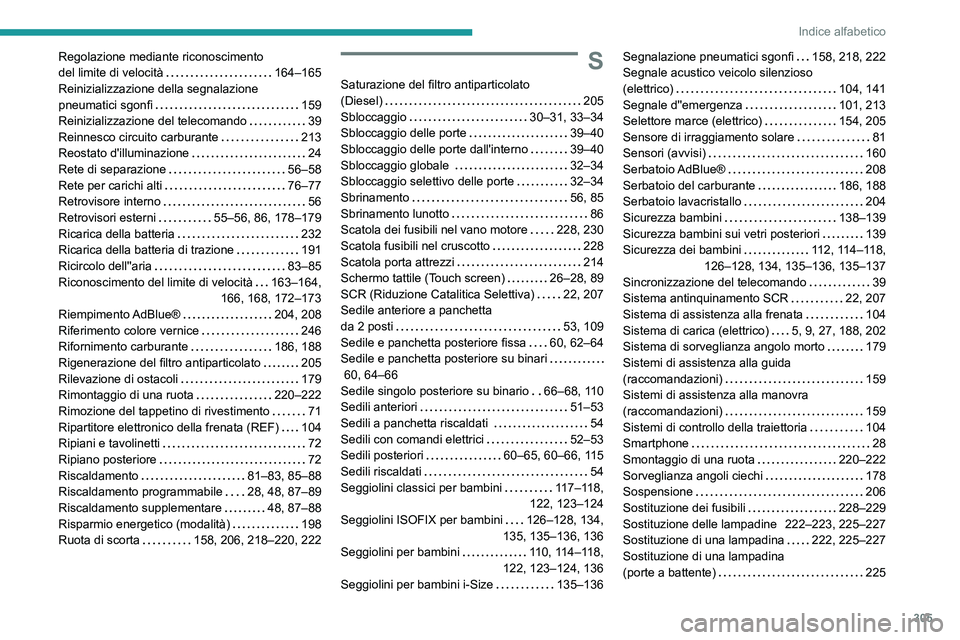 PEUGEOT EXPERT 2021 Manuale duso (in Italian) 305
Indice alfabetico
Regolazione mediante riconoscimento
del limite di velocità
164–165
Reinizializzazione della segnalazione
pneumatici sgonfi
159
Reinizializzazione del telecomando
PEUGEOT EXPERT 2021 Manuale duso (in Italian) 305
Indice alfabetico
Regolazione mediante riconoscimento
del limite di velocità
164–165
Reinizializzazione della segnalazione
pneumatici sgonfi
159
Reinizializzazione del telecomando