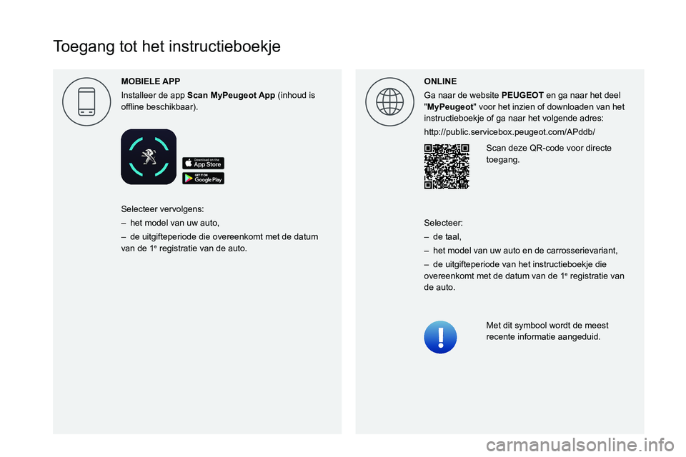 PEUGEOT EXPERT 2021 Instructieboekje (in Dutch)
Toegang tot het instructieboekje
MOBIELE
Installeer de app
Scan
MyPeugeot App (inhoud is
00521089004C0051004800030045004800560046004B004C004E004500440044005 PEUGEOT EXPERT 2021 Instructieboekje (in Dutch)
Toegang tot het instructieboekje
MOBIELE
Installeer de app
Scan
MyPeugeot App (inhoud is
00521089004C0051004800030045004800560046004B004C004E004500440044005