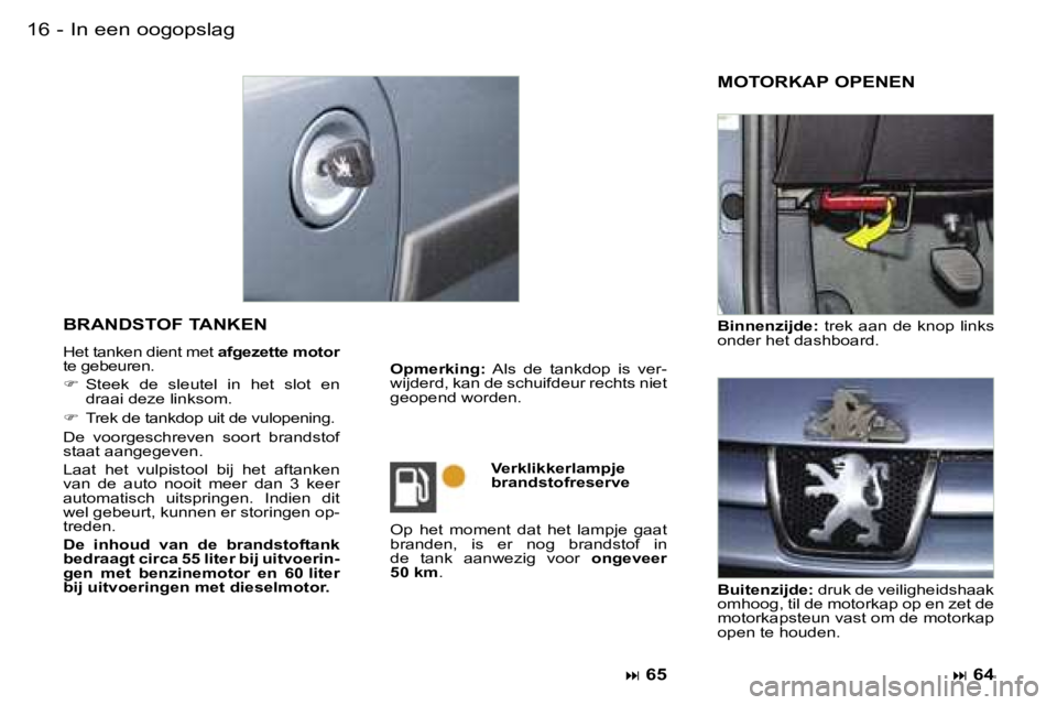 PEUGEOT PARTNER VP 2007  Instructieboekje (in Dutch) �I�n� �e�e�n� �o�o�g�o�p�s�l�a�g�1�6 �-
�B�R�A�N�D�S�T�O�F� �T�A�N�K�E�N
�H�e�t� �t�a�n�k�e�n� �d�i�e�n�t� �m�e�t� �a�f�g�e�z�e�t�t�e� �m�o�t�o�r� 
�t�e� �g�e�b�e�u�r�e�n�. 
� � �S�t�e�e�k�  �d�e� 