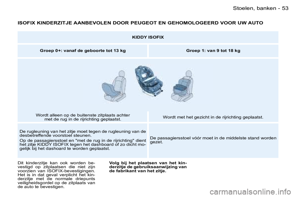 PEUGEOT PARTNER VP 2007  Instructieboekje (in Dutch) �5�3�S�t�o�e�l�e�n�,� �b�a�n�k�e�n�-
�I�S�O�F�I�X� �K�I�N�D�E�R�Z�I�T�J�E� �A�A�N�B�E�V�O�L�E�N� �D�O�O�R� �P�E�U�G�E�O�T� �E�N� �G�E�H�O�M�O�L�O�G�E�E�R�D� �V�O�O�R� �U�W� �A�U�T�O� 
�K�I�D�D�Y� �I�S