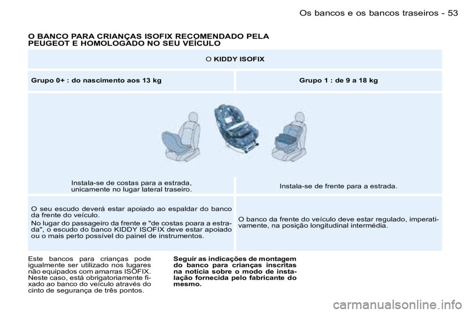PEUGEOT PARTNER VP 2007  Manual de utilização (in Portuguese) �5�3�O�s� �b�a�n�c�o�s� �e� �o�s� �b�a�n�c�o�s� �t�r�a�s�e�i�r�o�s�-
�O� �B�A�N�C�O� �P�A�R�A� �C�R�I�A�N�Ç�A�S� �I�S�O�F�I�X� �R�E�C�O�M�E�N�D�A�D�O� �P�E�L�A� �  
�P�E�U�G�E�O�T� �E� �H�O�M�O�L�O�G