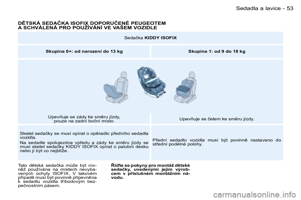 PEUGEOT PARTNER VP 2007  Návod na použití (in Czech) �5�3�S�e�d�a�d�l�a� �a� �l�a�v�i�c�e�-
�D(�T�S�K�Á� �S�E�D�A�Č�K�A� �I�S�O�F�I�X� �D�O�P�O�R�U�Č�E�N�É� �P�E�U�G�E�O�T�E�M� �  
�A� �S�C�H�V�Á�L�E�N�Á� �P�R�O� �P�O�U�Ž�Í�V�Á�N�Í� �V�E� �V�