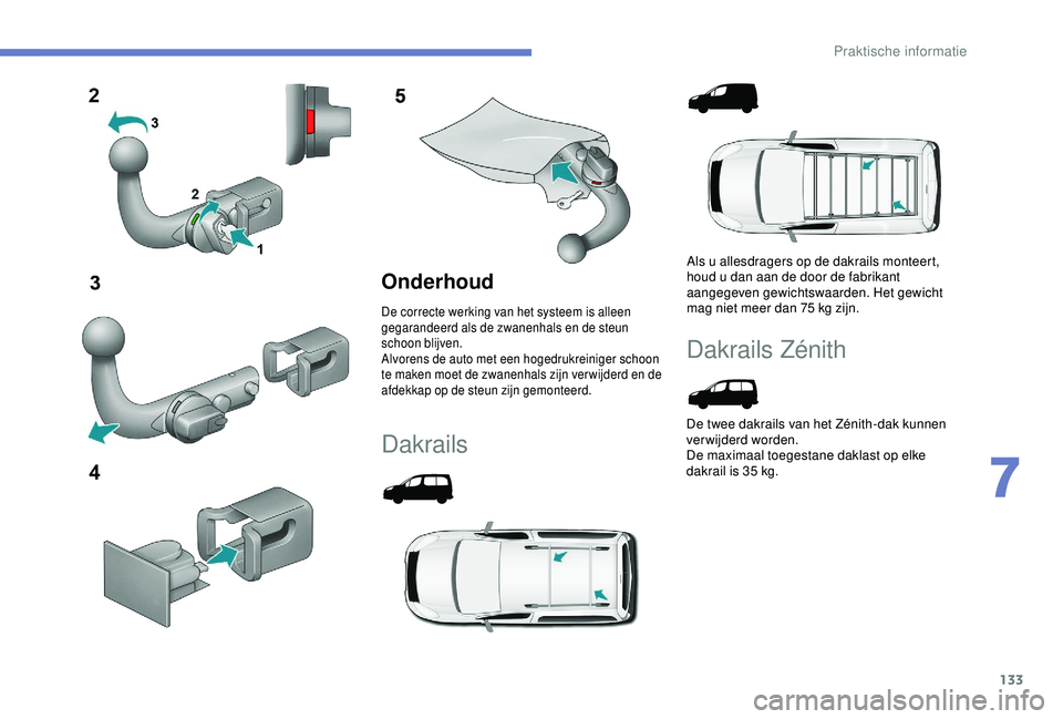 PEUGEOT PARTNER TEPEE 2020 Instructieboekje (in Dutch) 133
Onderhoud
De correcte werking van het systeem is alleen
gegarandeerd als de zwanenhals en de steun
schoon blijven.
Alvorens de auto met een hogedrukreiniger schoon
te maken moet de zwanenhals z PEUGEOT PARTNER TEPEE 2020 Instructieboekje (in Dutch) 133
Onderhoud
De correcte werking van het systeem is alleen
gegarandeerd als de zwanenhals en de steun
schoon blijven.
Alvorens de auto met een hogedrukreiniger schoon
te maken moet de zwanenhals z