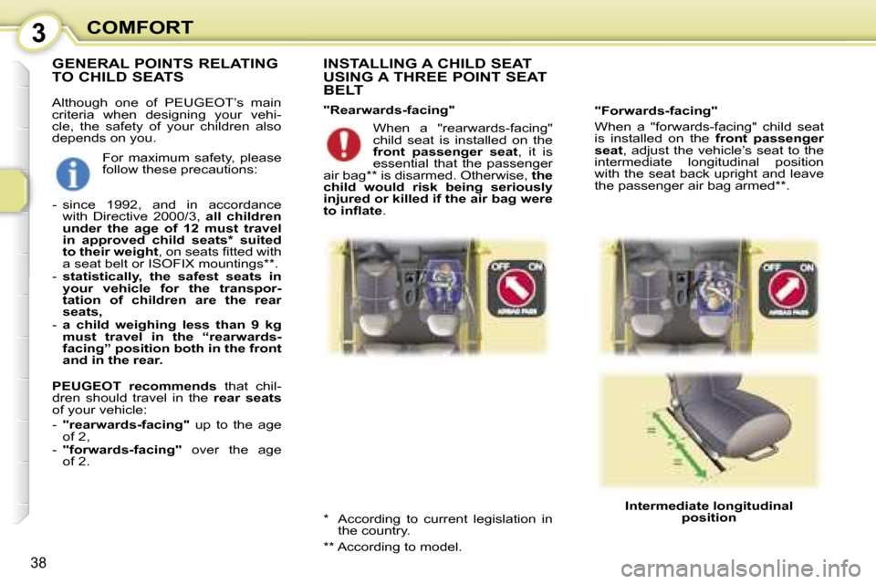 Peugeot 107 Dag 2006.5 Owners Guide �3�C�O�M�F�O�R�T
�3�8
�A�l�t�h�o�u�g�h�  �o�n�e�  �o�f�  �P�E�U�G�E�O�T�’�s�  �m�a�i�n�  
�c�r�i�t�e�r�i�a�  �w�h�e�n�  �d�e�s�i�g�n�i�n�g�  �y�o�u�r�  �v�e�h�i�-
�c�l�e�,�  �t�h�e�  �s�a�f�e�t�y�  