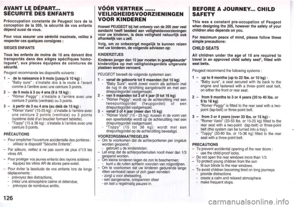 Peugeot 205 Dag 1998.5  Owners Manual 