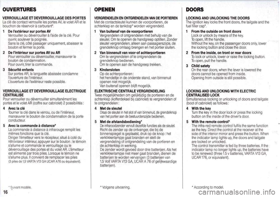 Peugeot 205 Dag 1998.5 Owners Manual Peugeot 205 Dag 1998.5 Owners Manual