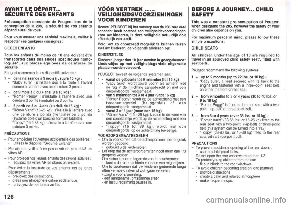Peugeot 205 Dag 1995.5 Owners Manual Peugeot 205 Dag 1995.5 Owners Manual