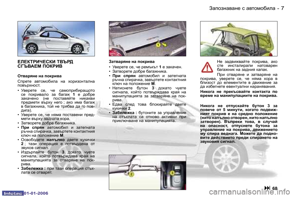 Peugeot 206 CC 2006  Ръководство за експлоатация (in Bulgarian) �7
�-AZihagZ\Zg_� k� Z\lhfhxbeZ
�0�1�-�0�1�-�2�0�0�6
?E?DLJBQ?KDB� LYTJ>�  
K=TY:?F� IHDJBY
Hl\Zjyg_� gZ� ihdjb\Z 
Kij_l_�  