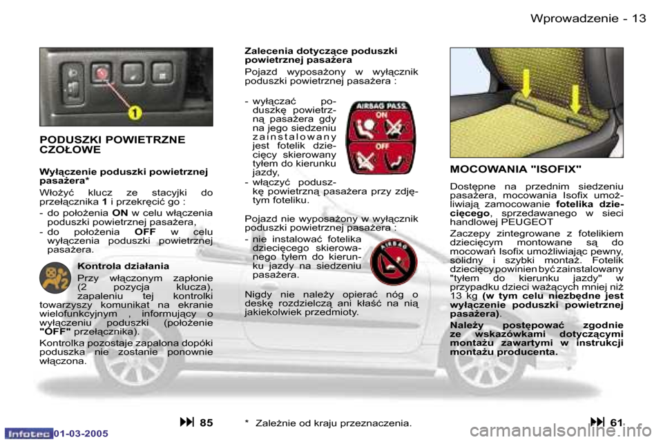 Peugeot 206 CC 2005  Instrukcja Obsługi (in Polish) �1�2 �-�W�p�r�o�w�a�d�z�e�n�i�e
�0�1�-�0�3�-�2�0�0�5
�1�3
�-�W�p�r�o�w�a�d�z�e�n�i�e
�0�1�-�0�3�-�2�0�0�5
�M�O�C�O�W�A�N�I�A� �"�I�S�O�F�I�X�"
�D�o�s�t
�p�n�e�  �n�a�  �p�r�z�e�d�n�i�m�  �s�i�e�d�z�e