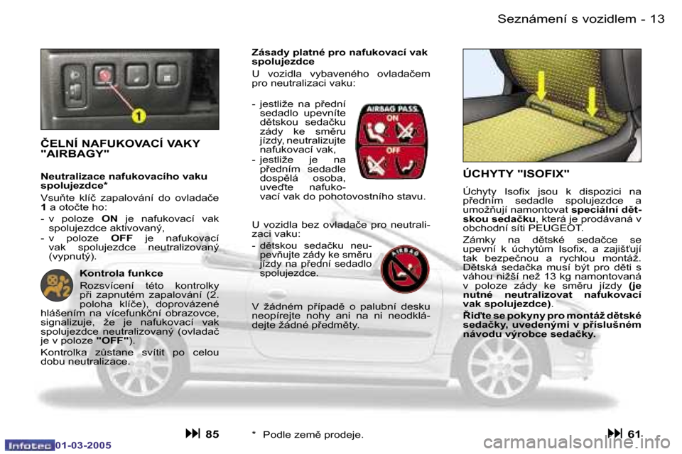 Peugeot 206 CC 2005  Návod k obsluze (in Czech) �1�2 �-�S�e�z�n�á�m�e�n�í� �s� �v�o�z�i�d�l�e�m
�0�1�-�0�3�-�2�0�0�5
�1�3
�-�S�e�z�n�á�m�e�n�í� �s� �v�o�z�i�d�l�e�m
�0�1�-�0�3�-�2�0�0�5
�Ú�C�H�Y�T�Y� �"�I�S�O�F�I�X�"
�Ú�c�h�y�t�y�  �I�s�o�i�x