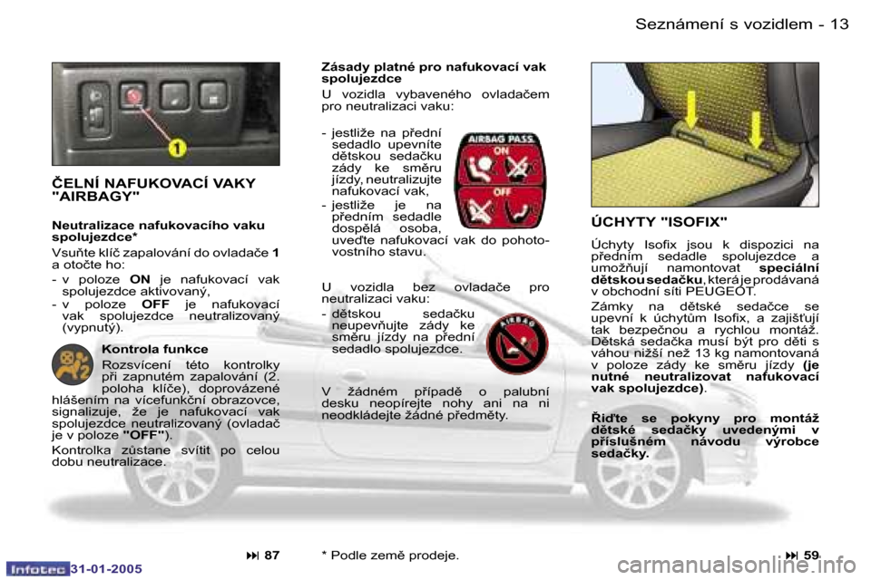 Peugeot 206 CC 2004.5  Návod k obsluze (in Czech) �1�2 �-
�3�1�-�0�1�-�2�0�0�5
�1�3
�-
�3�1�-�0�1�-�2�0�0�5
�S�e�z�n�á�m�e�n�í� �s� �v�o�z�i�d�l�e�m
�Ú�C�H�Y�T�Y� �"�I�S�O�F�I�X�"
�Ú�c�h�y�t�y�  �I�s�o�i�x�  �j�s�o�u�  �k�  �d�i�s�p�o�z�i�c�i�  �