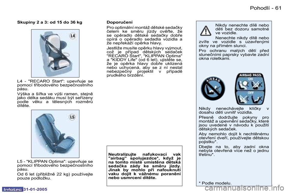 Peugeot 206 CC 2004.5  Návod k obsluze (in Czech) �6�0 �-
�3�1�-�0�1�-�2�0�0�5
�6�1
�-
�3�1�-�0�1�-�2�0�0�5
�P�o�h�o�d�l�í
�L�4�  �-�  �"�R�E�C�A�R�O�  �S�t�a�r�t�"�:�  �u�p�e�v3�u�j�e�  �s�e�  
�p�o�m�o�c�í� �t9�í�b�o�d�o�v�é�h�o� �b�e�z�p�e�