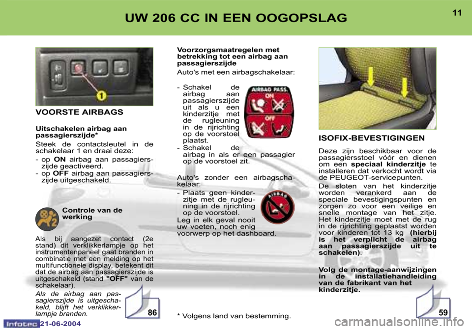 Peugeot 206 CC 2004  Handleiding (in Dutch) �5�9�8�6
�1�0
�2�1�-�0�6�-�2�0�0�4
�1�1
�2�1�-�0�6�-�2�0�0�4
�U�W� �2�0�6� �C�C� �I�N� �E�E�N� �O�O�G�O�P�S�L�A�G�I�S�O�F�I�X�-�B�E�V�E�S�T�I�G�I�N�G�E�N
�D�e�z�e�  �z�i�j�n�  �b�e�s�c�h�i�k�b�a�a�r� 