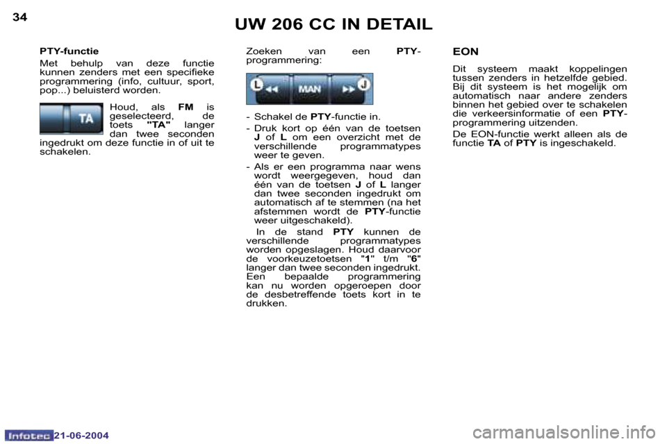 Peugeot 206 CC 2004  Handleiding (in Dutch) �3�4
�2�1�-�0�6�-�2�0�0�4
�3�5
�2�1�-�0�6�-�2�0�0�4
�U�W� �2�0�6� �C�C� �I�N� �D�E�T�A�I�L�E�O�N
�D�i�t�  �s�y�s�t�e�e�m�  �m�a�a�k�t�  �k�o�p�p�e�l�i�n�g�e�n�  
�t�u�s�s�e�n�  �z�e�n�d�e�r�s�  �i�n� 