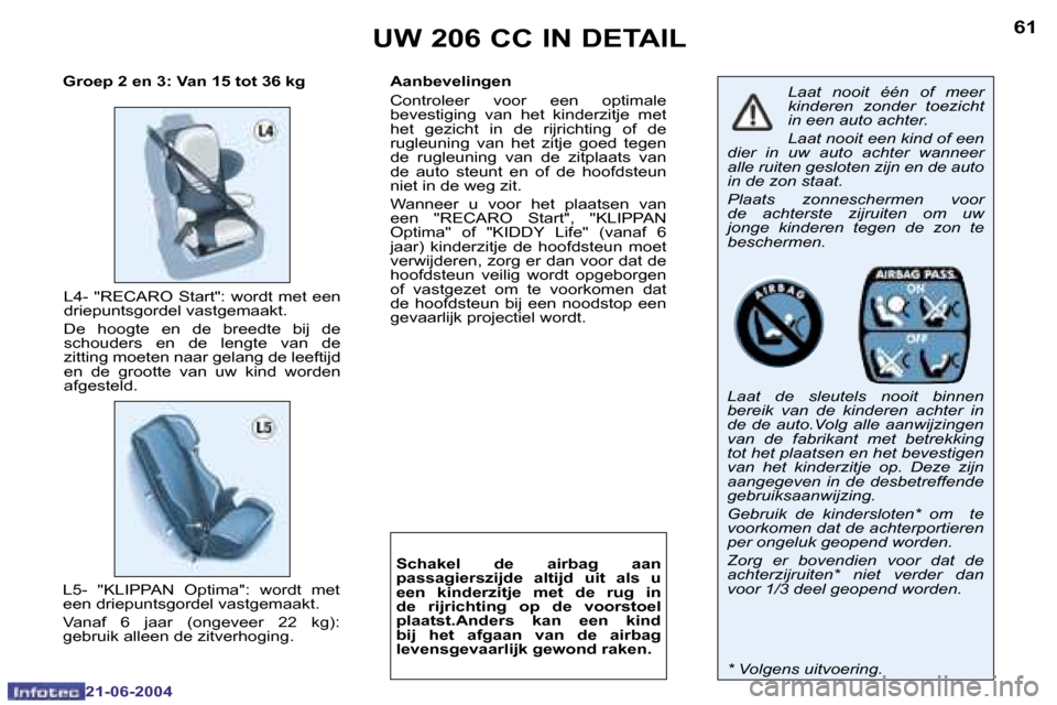 Peugeot 206 CC 2004  Handleiding (in Dutch) �6�0
�2�1�-�0�6�-�2�0�0�4
�6�1
�2�1�-�0�6�-�2�0�0�4
�L�4�-� �"�R�E�C�A�R�O�  �S�t�a�r�t�"�:� �w�o�r�d�t�  �m�e�t� �e�e�n�  
�d�r�i�e�p�u�n�t�s�g�o�r�d�e�l� �v�a�s�t�g�e�m�a�a�k�t�. 
�D�e�  �h�o�o�g�t�