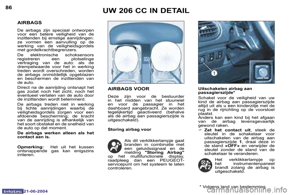 Peugeot 206 CC 2004  Handleiding (in Dutch) �8�6
�2�1�-�0�6�-�2�0�0�4
�8�7
�2�1�-�0�6�-�2�0�0�4
�U�W� �2�0�6� �C�C� �I�N� �D�E�T�A�I�L�A�I�R�B�A�G�S� �V�O�O�R
�D�e�z�e�  �z�i�j�n�  �v�o�o�r�  �d�e�  �b�e�s�t�u�u�r�d�e�r�  
�i�n�  �h�e�t�  �m�i�