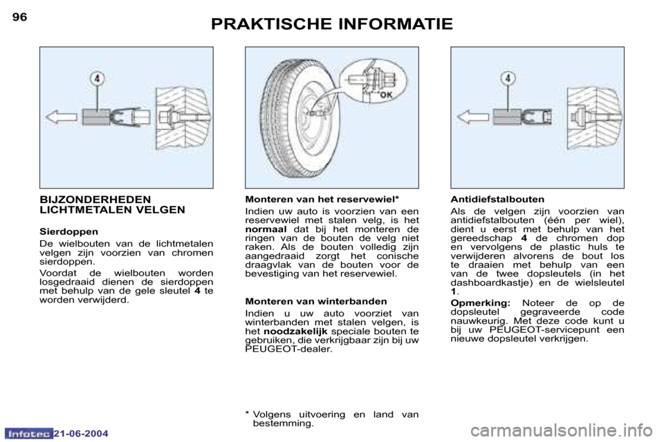Peugeot 206 CC 2004  Handleiding (in Dutch) �9�6
�2�1�-�0�6�-�2�0�0�4
�9�7
�2�1�-�0�6�-�2�0�0�4
�P�R�A�K�T�I�S�C�H�E� �I�N�F�O�R�M�A�T�I�E
�B�I�J�Z�O�N�D�E�R�H�E�D�E�N�  
�L�I�C�H�T�M�E�T�A�L�E�N� �V�E�L�G�E�N� � � � � � � � � 
�S�i�e�r�d�o�p�p