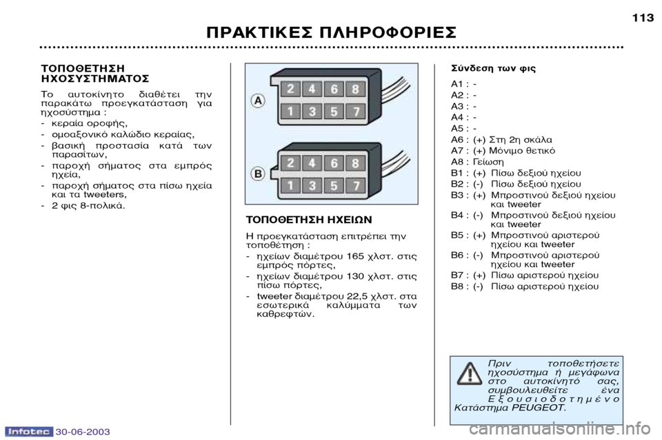 Peugeot 206 CC 2003  Εγχειρίδιο χρήσης (in Greek) 30-06-2003
¶ƒ∞∫∆π∫∂™ ¶§∏ƒ√º√ƒπ∂™113
T√¶√£∂∆∏™∏ 
∏Ã√™À™∆∏ª∞∆√™ 
TÔ  ·˘ÙÔÎ›ÓËÙÔ  ‰È·ı¤ÙÂÈ  ÙËÓ 
·Ú·Î