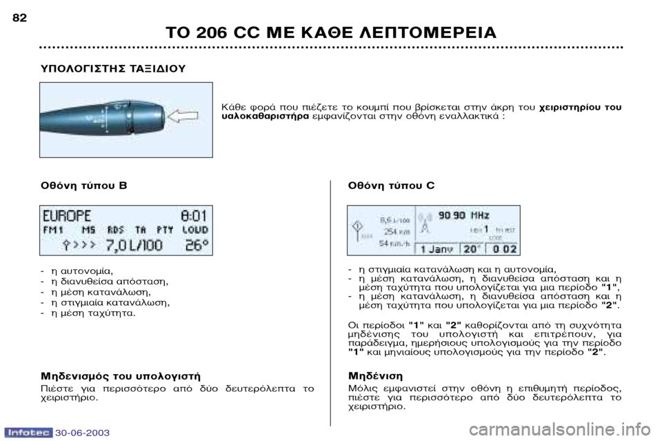 Peugeot 206 CC 2003 Εγχειρίδιο χρήσης (in Greek) 30-06-2003
∆√ 206 CC ª∂ ∫∞£∂ §∂¶∆√ª∂ƒ∂π∞
82
À¶√§√°π™∆∏™ ∆∞•π¢π√À
∫¿ı ÊÔÚ¿ Ô˘ Ȥ˙ÂÙ ÙÔ ÎÔ˘Ì› Ô Peugeot 206 CC 2003 Εγχειρίδιο χρήσης (in Greek) 30-06-2003
∆√ 206 CC ª∂ ∫∞£∂ §∂¶∆√ª∂ƒ∂π∞
82
À¶√§√°π™∆∏™ ∆∞•π¢π√À
∫¿ı ÊÔÚ¿ Ô˘ Ȥ˙ÂÙ ÙÔ ÎÔ˘Ì› Ô