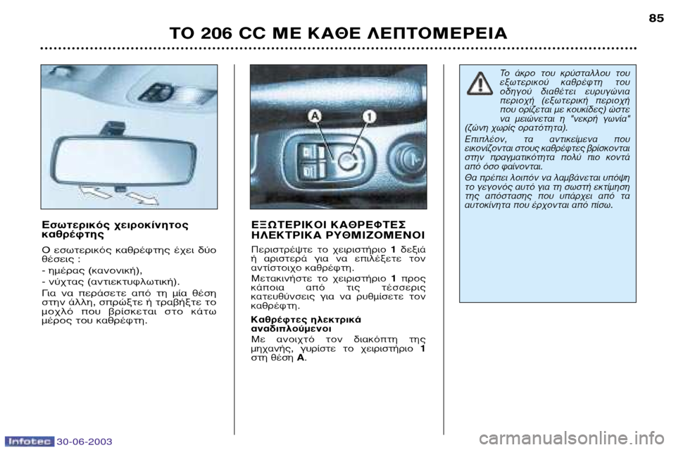 Peugeot 206 CC 2003 Εγχειρίδιο χρήσης (in Greek) 30-06-2003
∆√ 206 CC ª∂ ∫∞£∂ §∂¶∆√ª∂ƒ∂π∞85
EÛˆÙÂÚÈÎfi˜ ¯ÂÈÚÔΛÓËÙÔ˜ ηıÚ¤ÊÙ˘
O ÂÛˆÙÂÚÈÎfi˜ ηıÚ¤ÊÙ˘ ¤¯ÂÈ ‰ Peugeot 206 CC 2003 Εγχειρίδιο χρήσης (in Greek) 30-06-2003
∆√ 206 CC ª∂ ∫∞£∂ §∂¶∆√ª∂ƒ∂π∞85
EÛˆÙÂÚÈÎfi˜ ¯ÂÈÚÔΛÓËÙÔ˜ ηıÚ¤ÊÙ˘
O ÂÛˆÙÂÚÈÎfi˜ ηıÚ¤ÊÙ˘ ¤¯ÂÈ ‰